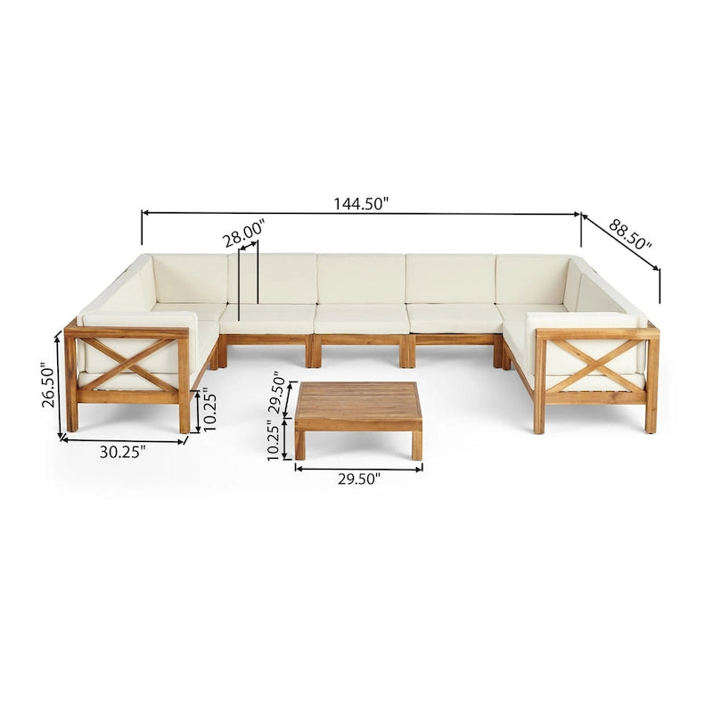 Brava Acacia Wood Sectional Sofa Set by Christopher Knight Home