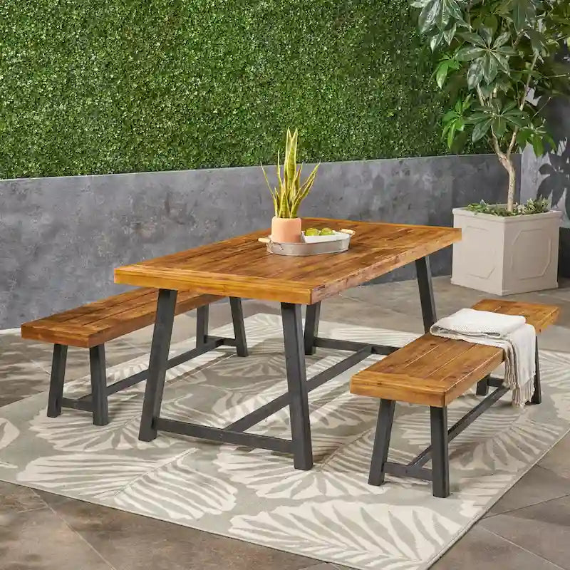 Raphael Outdoor Acacia Wood Picnic Set by Christopher Knight Home