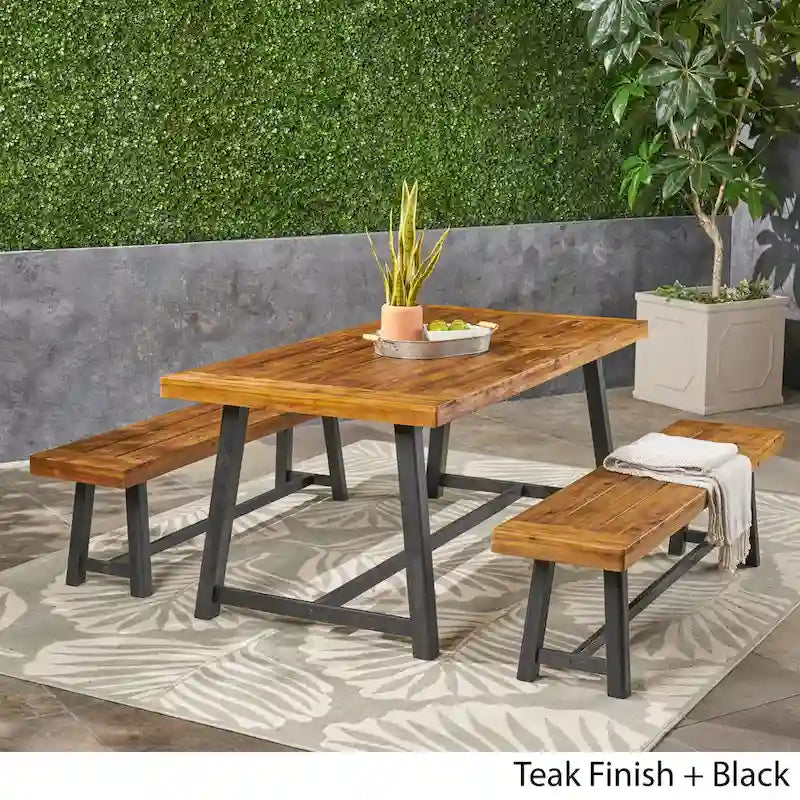 Raphael Outdoor Acacia Wood Picnic Set by Christopher Knight Home