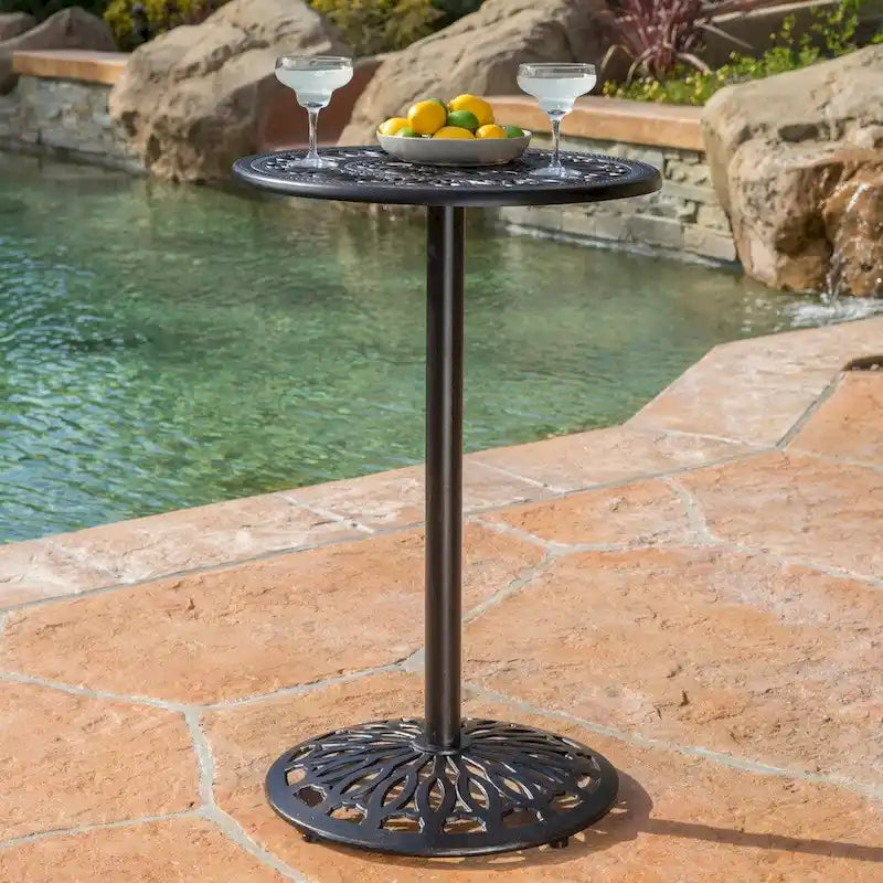 Santa Maria Outdoor Cast Aluminum Round Bar Table (ONLY) by Christopher Knight Home - 26.75L x 26.75W x 41.50H
