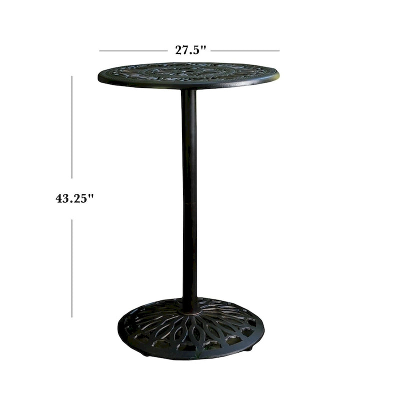 Santa Maria Outdoor Cast Aluminum Round Bar Table (ONLY) by Christopher Knight Home - 26.75L x 26.75W x 41.50H