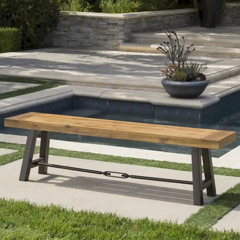 Catriona Outdoor Rustic Acacia Wood Bench by Christopher Knight Home