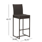 Conway Outdoor Wicker Barstools (Set of 4) by Christopher Knight Home