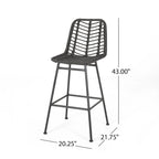 Sawtelle Outdoor Wicker Barstools (Set of 4) by Christopher Knight Home