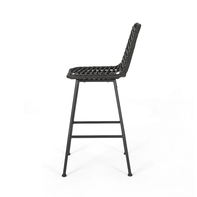 Sawtelle Outdoor Wicker Barstools (Set of 4) by Christopher Knight Home