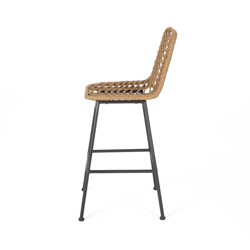 Sawtelle Outdoor Wicker Barstools (Set of 4) by Christopher Knight Home