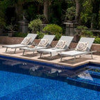 Salton Outdoor Aluminum Mesh-seat Chaise Lounge (Set of 4) by Christopher Knight Home