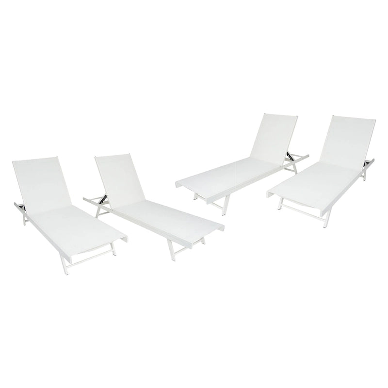 Salton Outdoor Aluminum Mesh-seat Chaise Lounge (Set of 4) by Christopher Knight Home