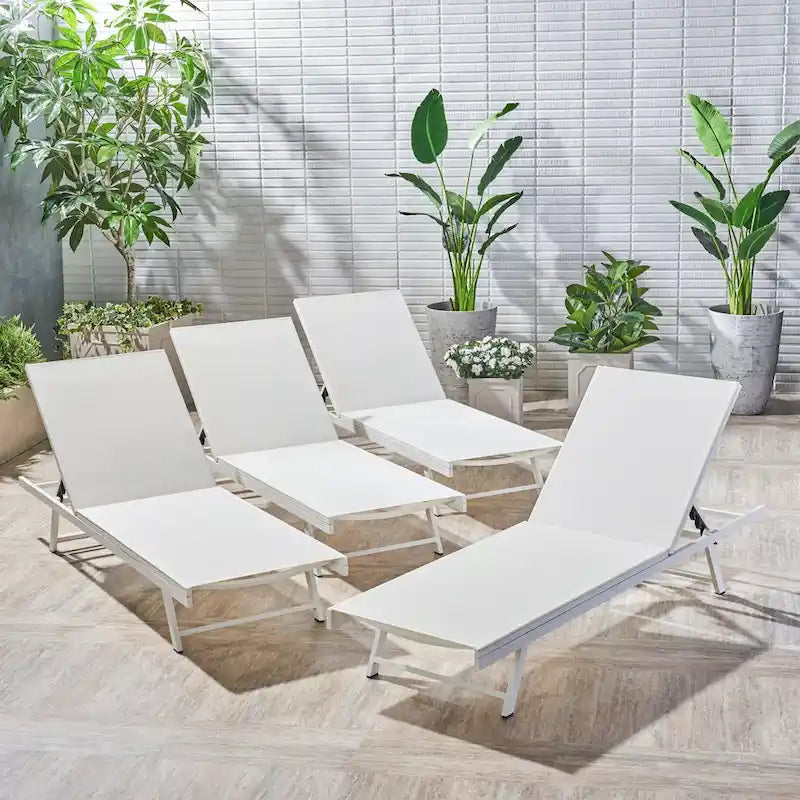 Salton Outdoor Aluminum Mesh-seat Chaise Lounge (Set of 4) by Christopher Knight Home