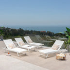 Salton Outdoor Aluminum Mesh-seat Chaise Lounge (Set of 4) by Christopher Knight Home