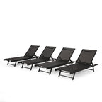 Salton Outdoor Aluminum Mesh-seat Chaise Lounge (Set of 4) by Christopher Knight Home