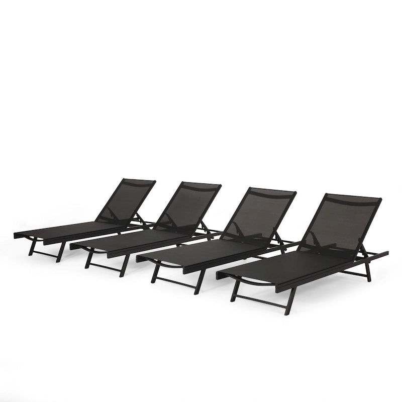 Salton Outdoor Aluminum Mesh-seat Chaise Lounge (Set of 4) by Christopher Knight Home