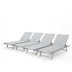 Salton Outdoor Aluminum Mesh-seat Chaise Lounge (Set of 4) by Christopher Knight Home