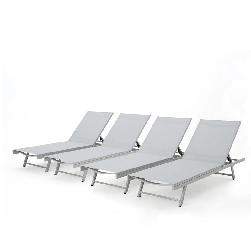 Salton Outdoor Aluminum Mesh-seat Chaise Lounge (Set of 4) by Christopher Knight Home