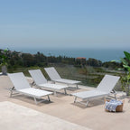 Salton Outdoor Aluminum Mesh-seat Chaise Lounge (Set of 4) by Christopher Knight Home
