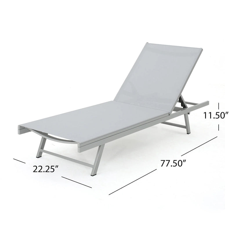 Salton Outdoor Aluminum Mesh-seat Chaise Lounge (Set of 4) by Christopher Knight Home
