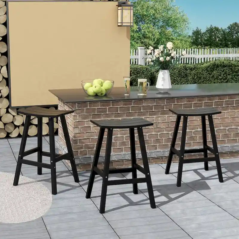 Polytrends Laguna Hdpe All Weather Outdoor Patio 29 Saddle Seat Bar Stool (Set Of 3)