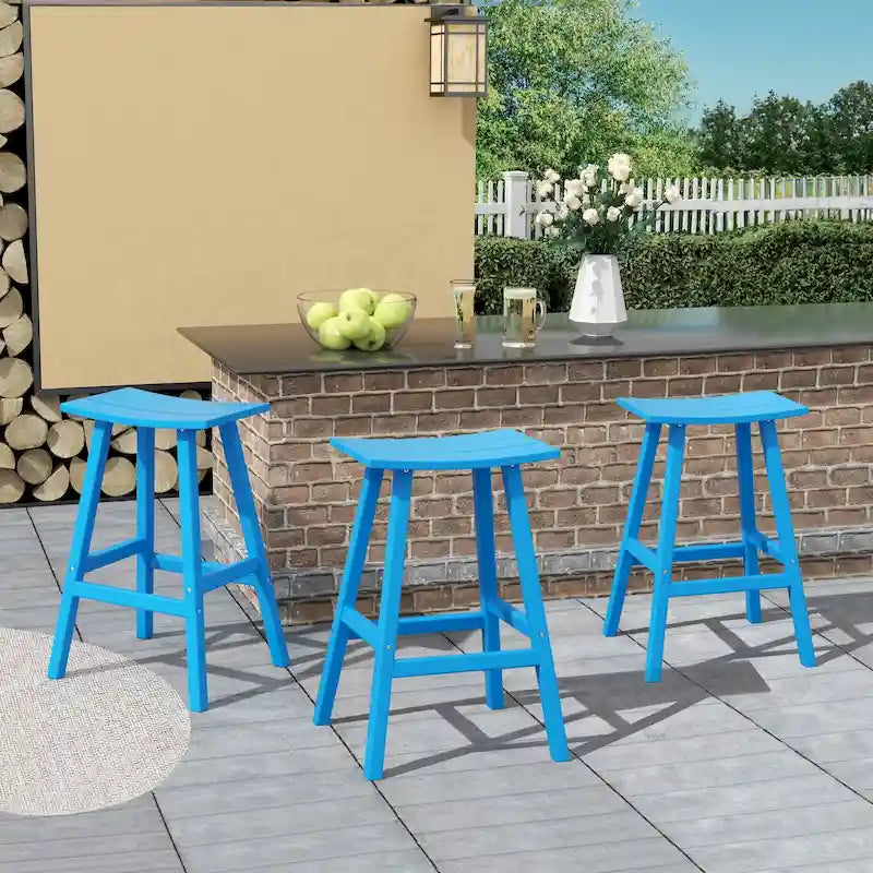 Polytrends Laguna Hdpe All Weather Outdoor Patio 29 Saddle Seat Bar Stool (Set Of 3)