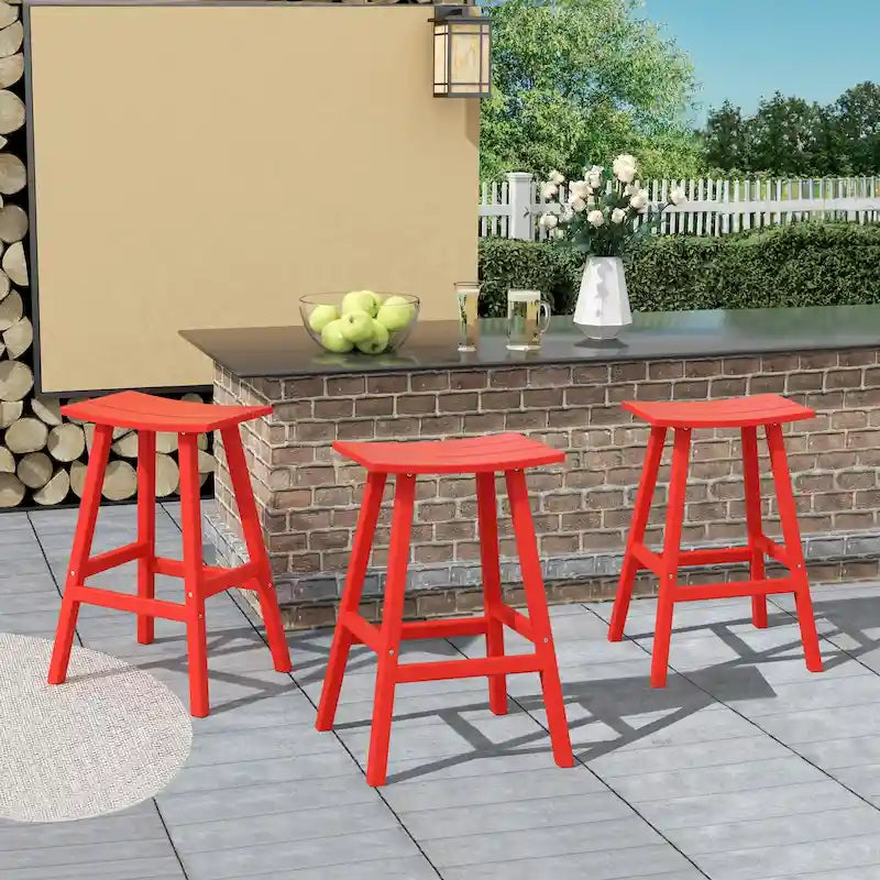 Polytrends Laguna Hdpe All Weather Outdoor Patio 29 Saddle Seat Bar Stool (Set Of 3)
