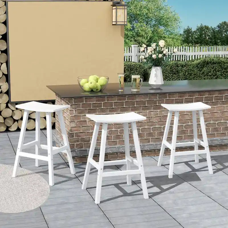 Polytrends Laguna Hdpe All Weather Outdoor Patio 29 Saddle Seat Bar Stool (Set Of 3)