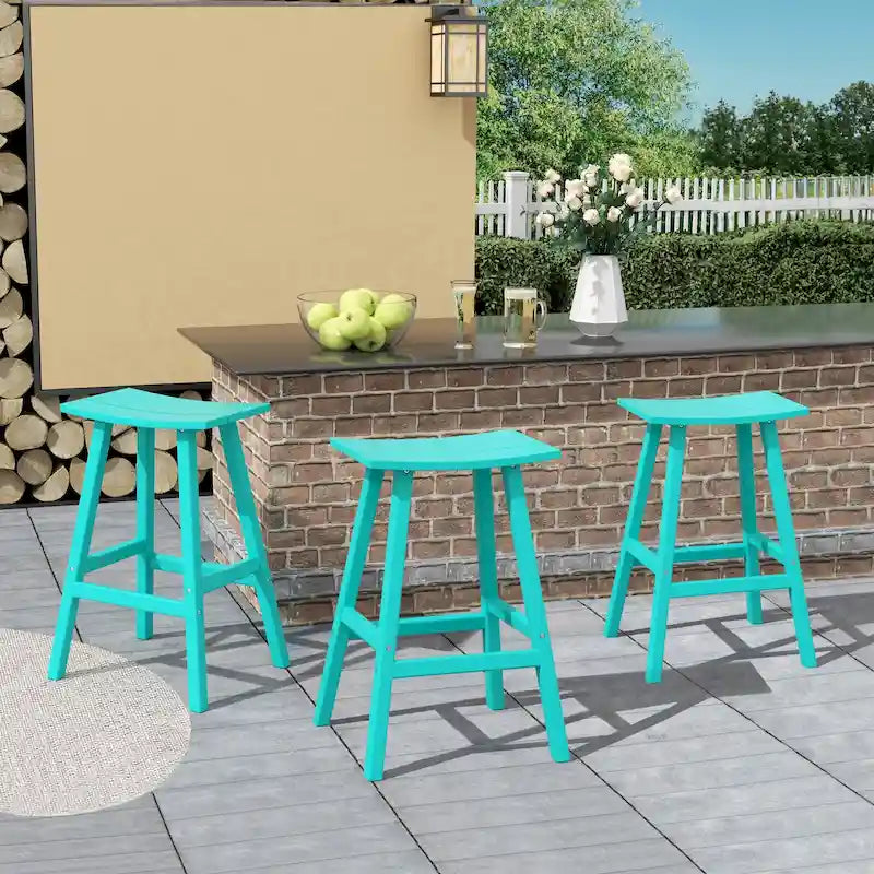 Polytrends Laguna Hdpe All Weather Outdoor Patio 29 Saddle Seat Bar Stool (Set Of 3)