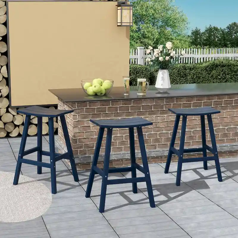 Polytrends Laguna Hdpe All Weather Outdoor Patio 29 Saddle Seat Bar Stool (Set Of 3)