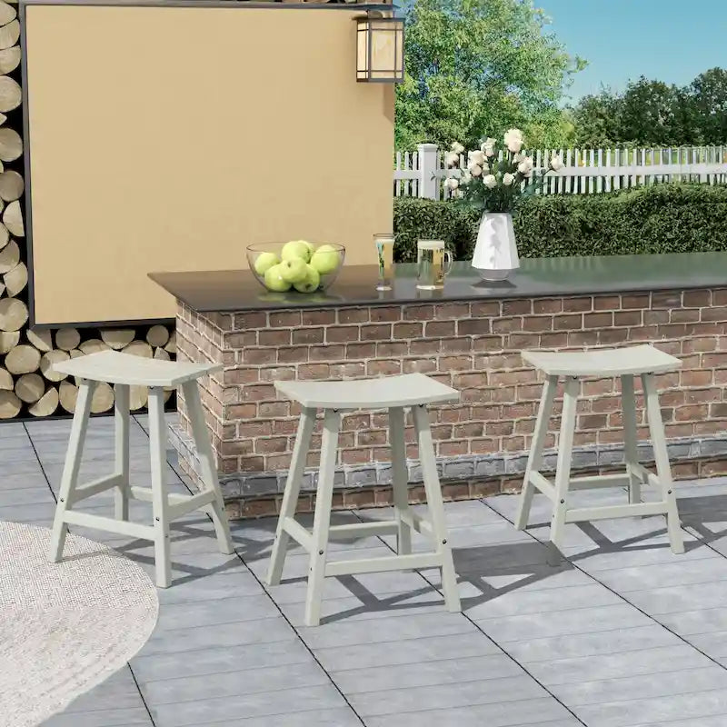Polytrends Laguna Hdpe All Weather Outdoor Patio 29 Saddle Seat Bar Stool (Set Of 3)
