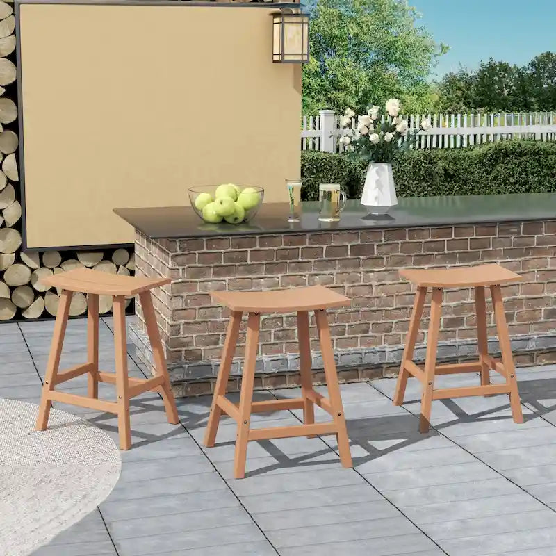 Polytrends Laguna Hdpe All Weather Outdoor Patio 29 Saddle Seat Bar Stool (Set Of 3)