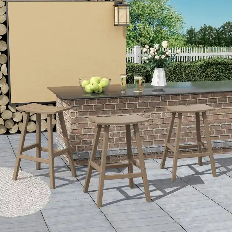 Polytrends Laguna Hdpe All Weather Outdoor Patio 29 Saddle Seat Bar Stool (Set Of 3)