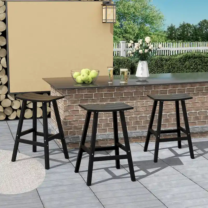 Polytrends Laguna Hdpe All Weather Outdoor Patio 29 Saddle Seat Bar Stool (Set Of 3)