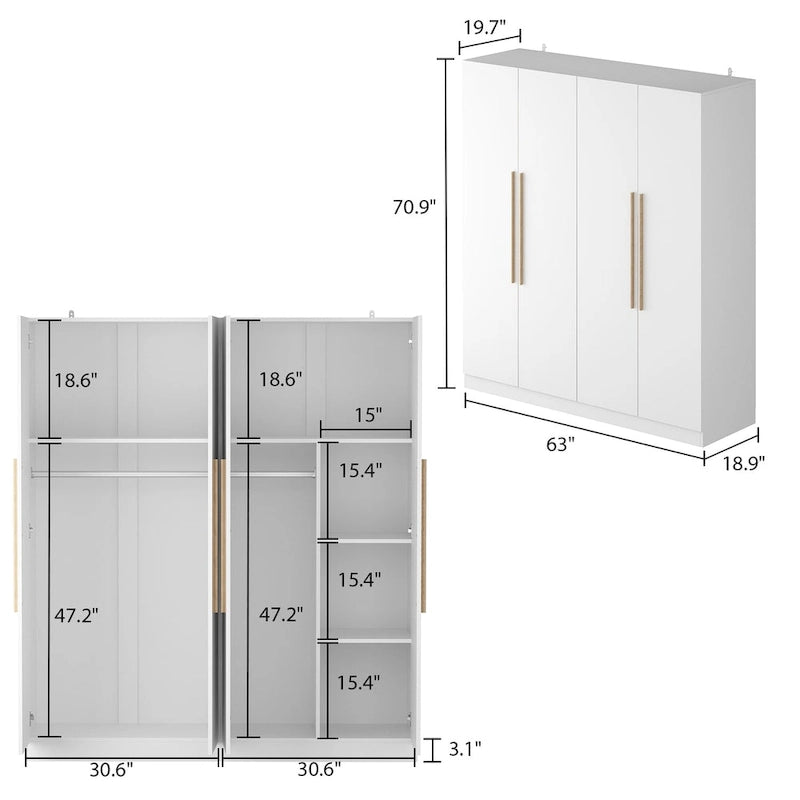 63W x 70.9H Armoire Two Cabinet With Four Doors Large