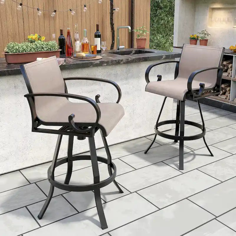 Outdoor Sunbrella Aluminum Swivel Bar Stool 2-piece Bar Height Stool Bar Chairs
