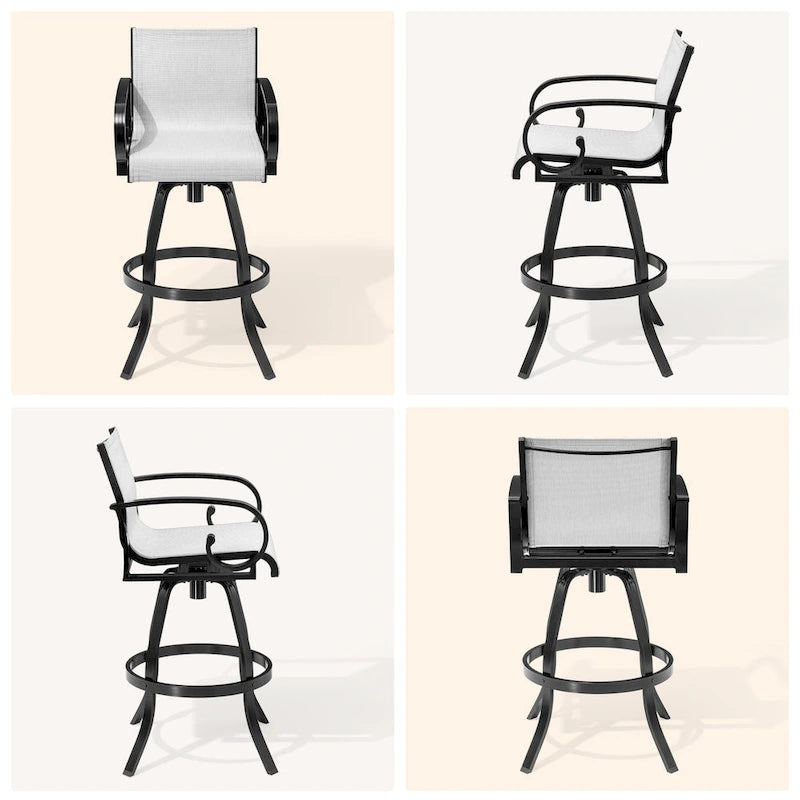 Outdoor Sunbrella Aluminum Swivel Bar Stool 2-piece Bar Height Stool Bar Chairs