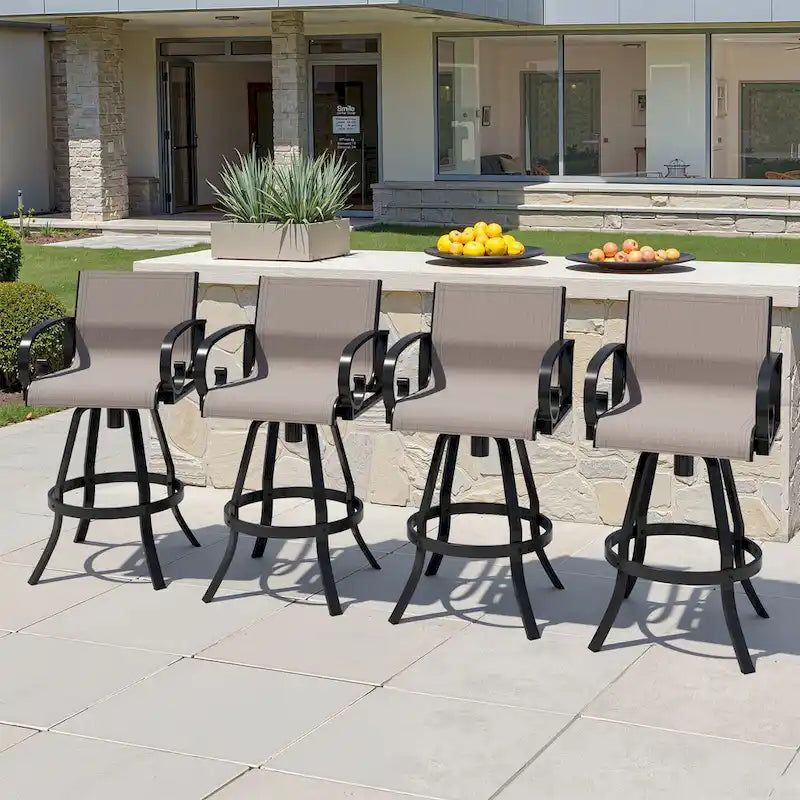 Outdoor Sunbrella Aluminum Swivel Bar Stool 2-piece Bar Height Stool Bar Chairs