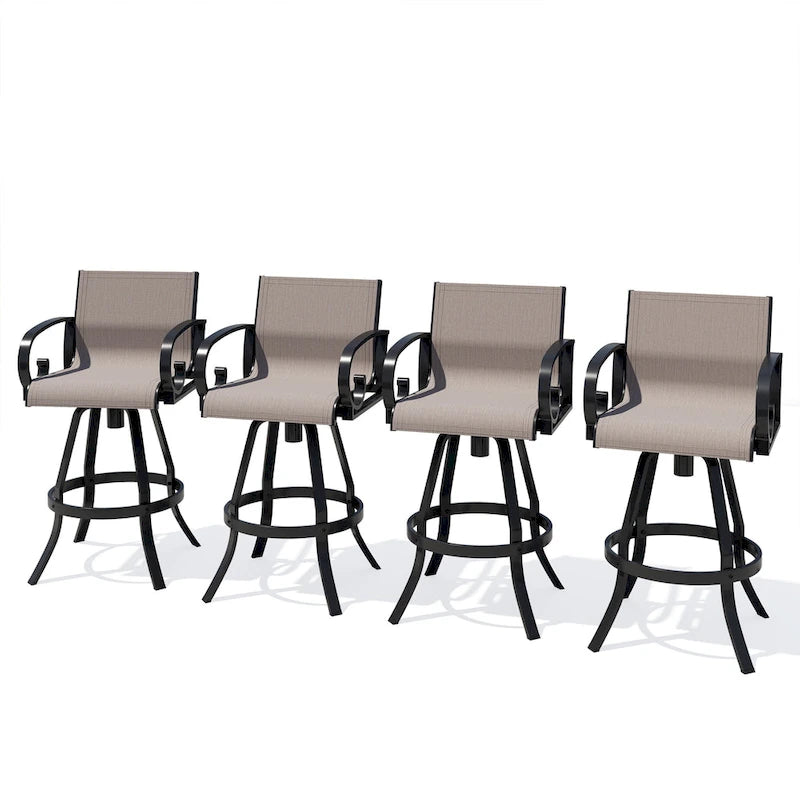 Outdoor Sunbrella Aluminum Swivel Bar Stool 2-piece Bar Height Stool Bar Chairs