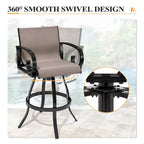 Outdoor Sunbrella Aluminum Swivel Bar Stool 2-piece Bar Height Stool Bar Chairs