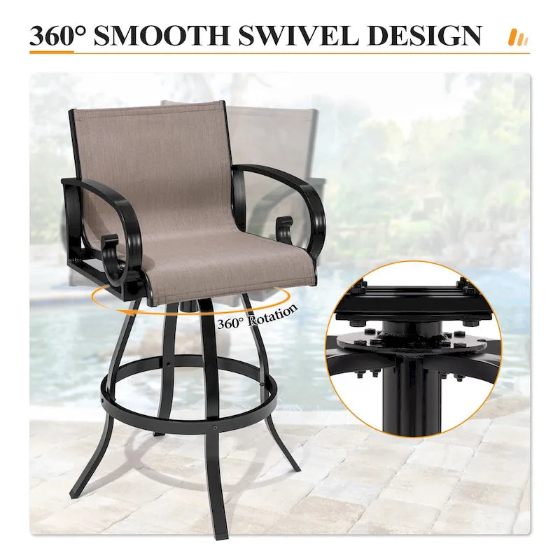 Outdoor Sunbrella Aluminum Swivel Bar Stool 2-piece Bar Height Stool Bar Chairs