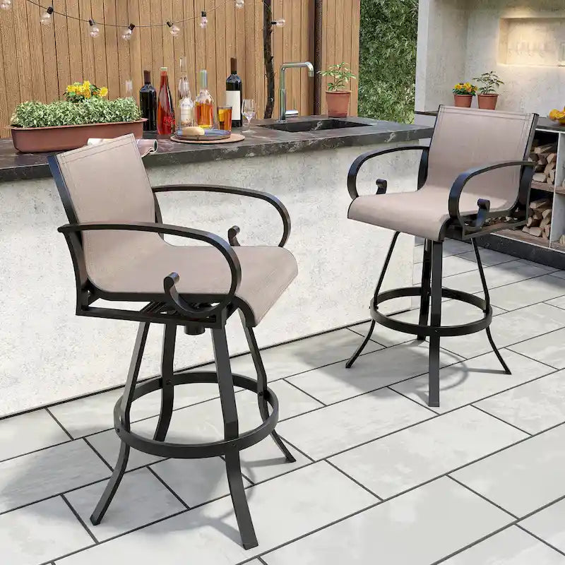 Outdoor Sunbrella Aluminum Swivel Bar Stool 2-piece Bar Height Stool Bar Chairs