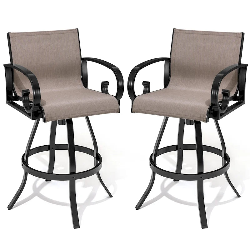 Outdoor Sunbrella Aluminum Swivel Bar Stool 2-piece Bar Height Stool Bar Chairs
