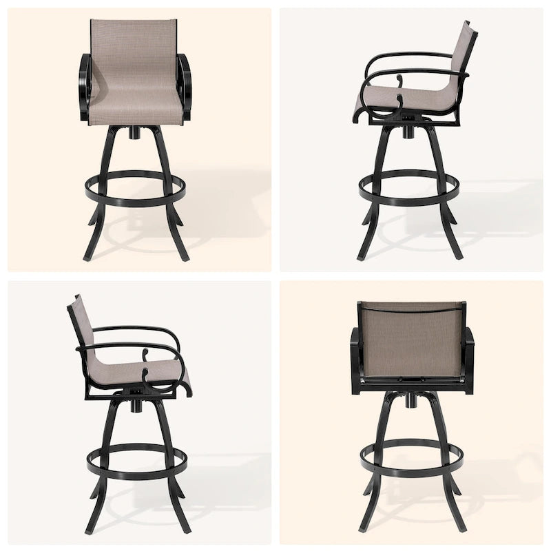 Outdoor Sunbrella Aluminum Swivel Bar Stool 2-piece Bar Height Stool Bar Chairs