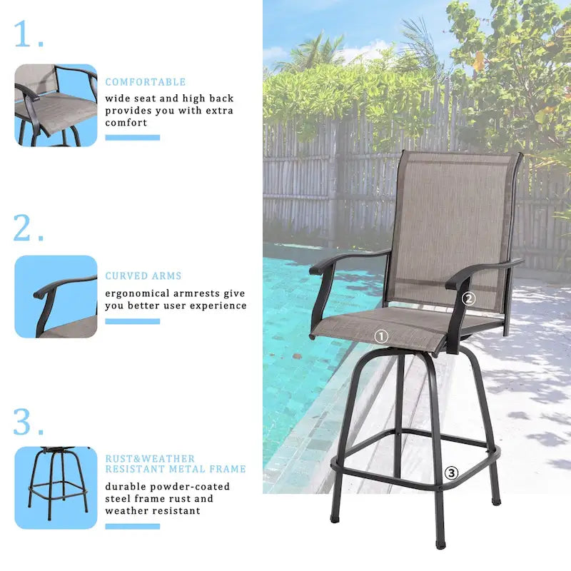 Futzca Patio Swivel Bar Bistro Set or Swivel Bar Stools