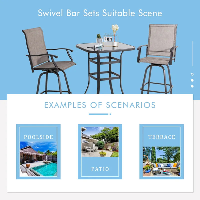 Futzca Patio Swivel Bar Bistro Set or Swivel Bar Stools