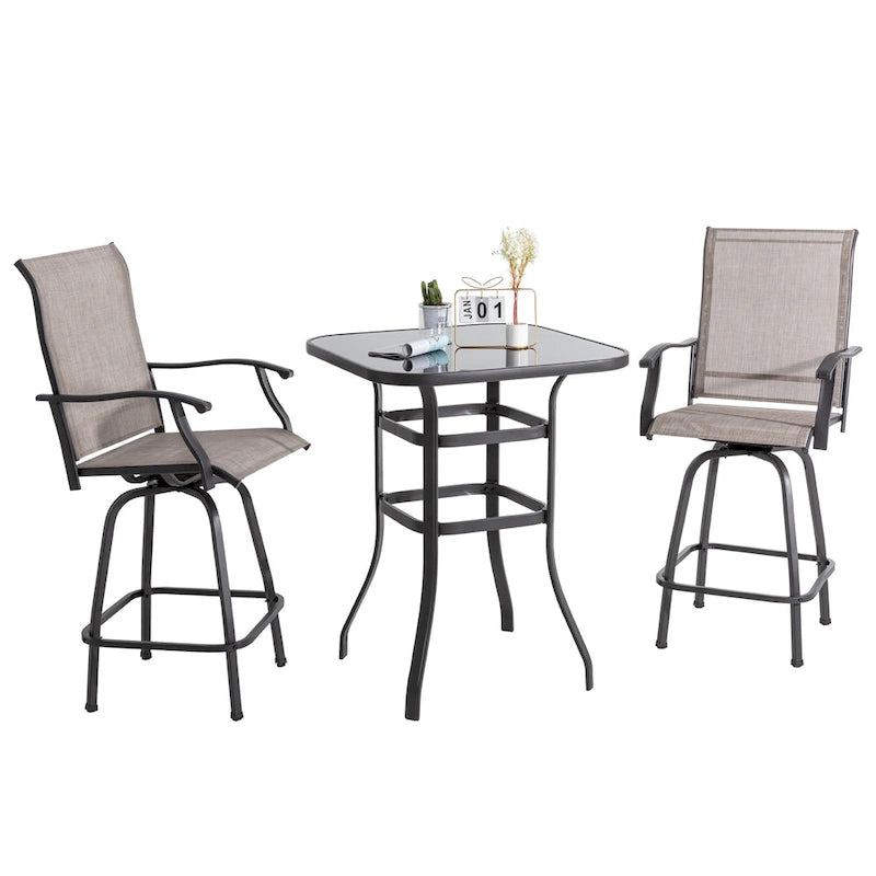 Futzca Patio Swivel Bar Bistro Set or Swivel Bar Stools