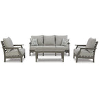 Signature Design by Ashley Visola Gray 4-Piece Outdoor Sofa Conversation Set - 80W x 33D x 37H