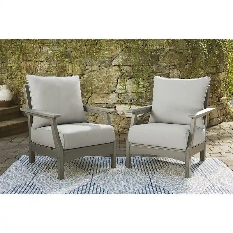 Signature Design by Ashley Visola Gray 4-Piece Outdoor Sofa Conversation Set - 80W x 33D x 37H