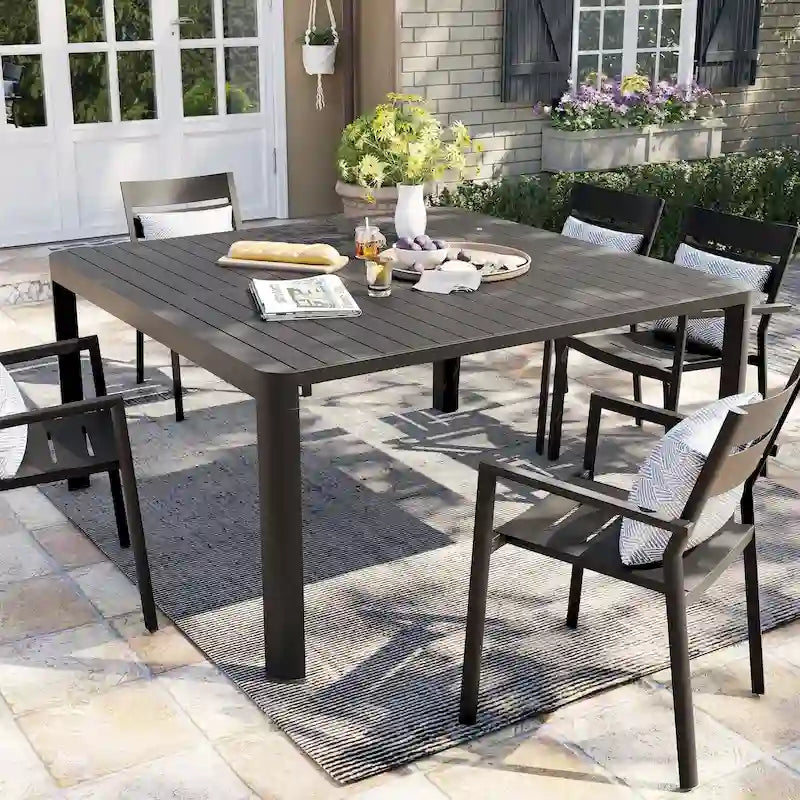 Pellebant Outdoor Dining Table Patio Aluminum Extension Table - 38.2 / 58.7 (W) x 58.7 (L) x 29.5 (H)