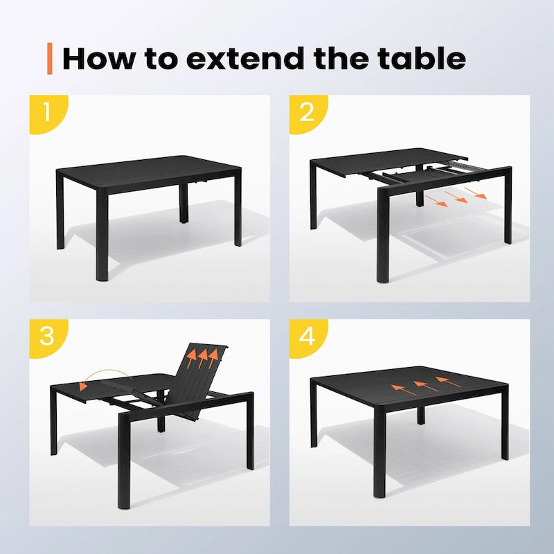 Pellebant Outdoor Dining Table Patio Aluminum Extension Table - 38.2 / 58.7 (W) x 58.7 (L) x 29.5 (H)