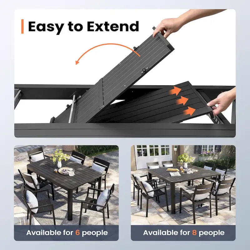 Pellebant Outdoor Dining Table Patio Aluminum Extension Table - 38.2 / 58.7 (W) x 58.7 (L) x 29.5 (H)