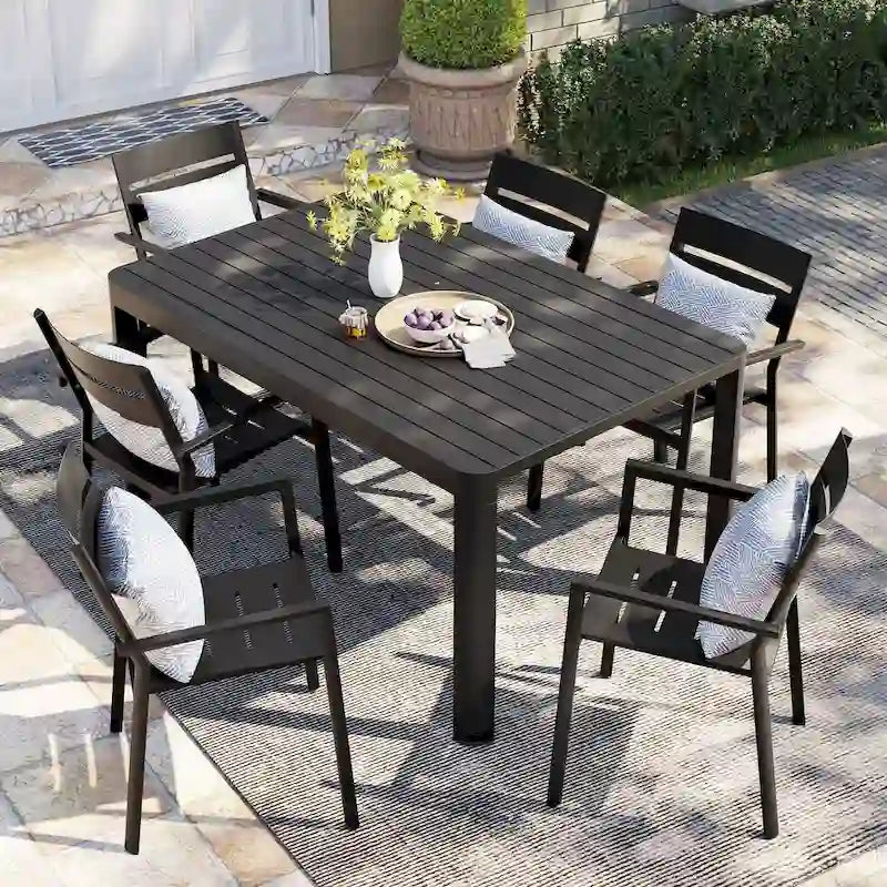 Pellebant Outdoor Dining Table Patio Aluminum Extension Table - 38.2 / 58.7 (W) x 58.7 (L) x 29.5 (H)
