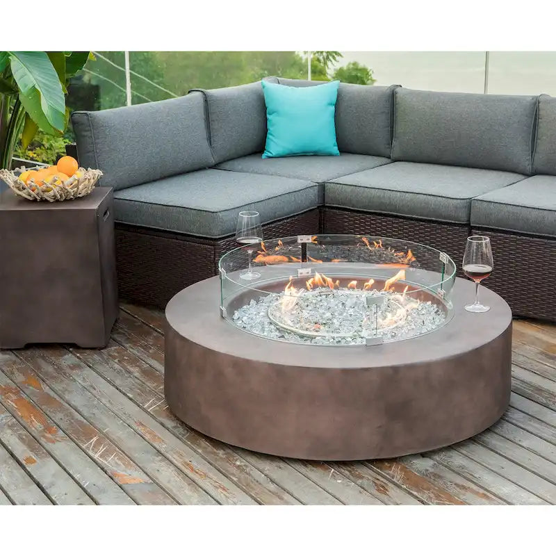 COSIEST 9-piece Outdoor Patio Furniture Sectional Sofa Set w Fire Table Set